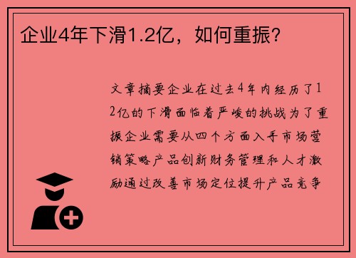 企业4年下滑1.2亿，如何重振？